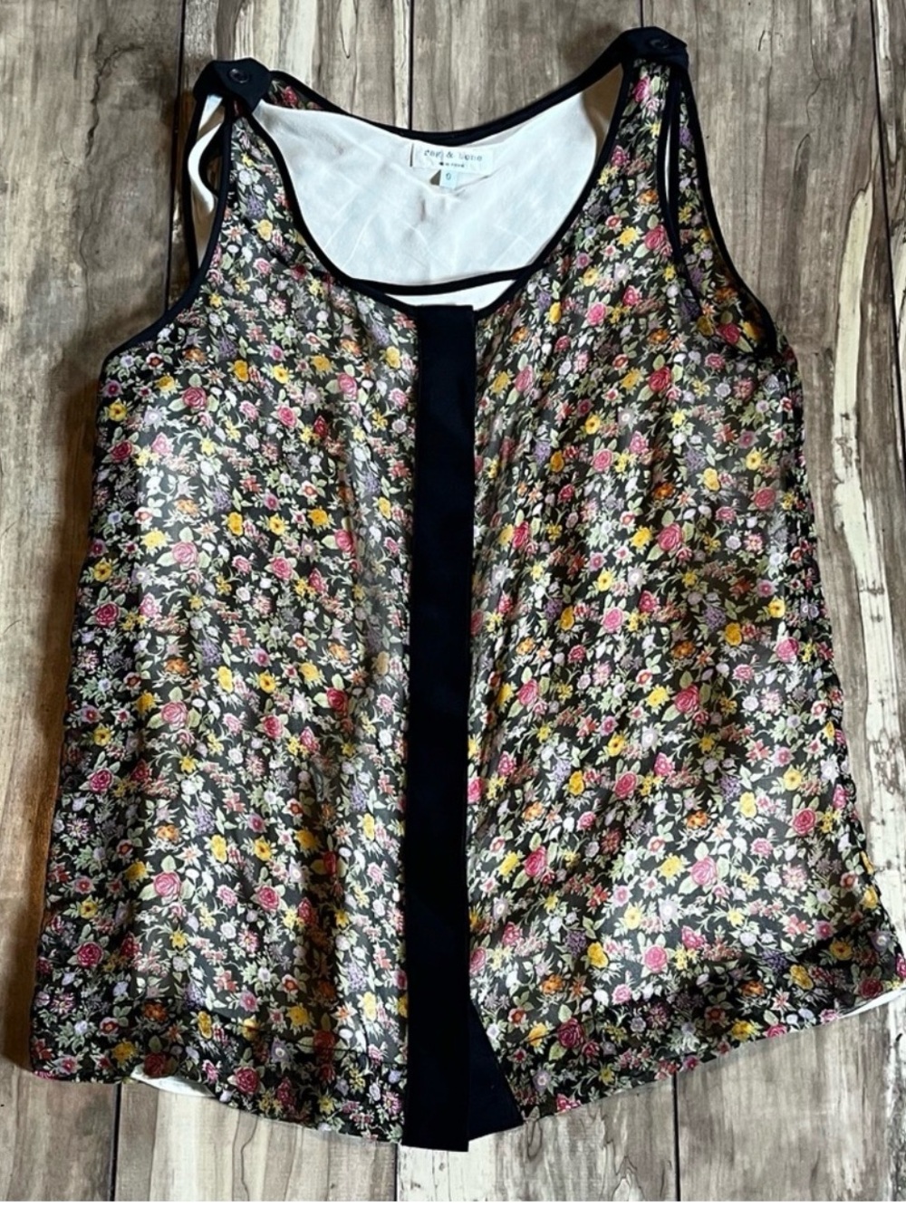 Rag & Bone floral double-layered semi-sheer tank top
